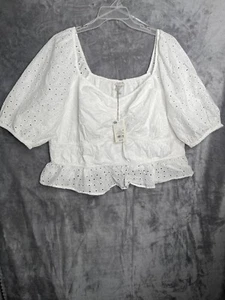 🆕 Blusa blanca A New Day para mujer talla 3X manga corta con volantes  - Imagen 1 de 7