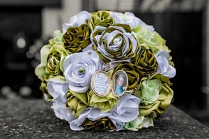 Personalised ribbon roses bouquet made to order. - Picture 1 of 14