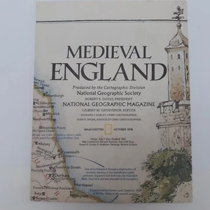 1979-10 October MEDIEVAL ENGLAND British Isles National Geographic Map OLD NEW - Picture 1 of 4