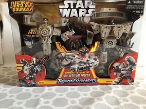 Star Wars Transformers Millennium Falcon W/ Han Solo & Chewbacca NIB 2006 Hasbro - Picture 1 of 16