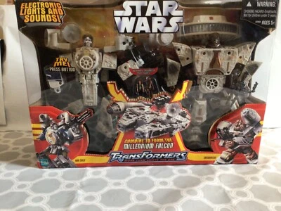 Star Wars Transformers Millennium Falcon W/ Han Solo & Chewbacca NIB 2006 Hasbro - Image 1 of 4