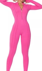 Sunzel Yoga Jumpsuits for women, Long Sleeve Workout Jumpsuit Gold Zipper Front. - Picture 1 of 4