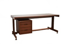 Scrivania in legno vintage produzione Italia anni '60 / '70