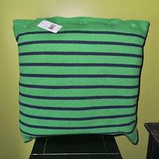 RALPH LAUREN Toulon Stripe Knit Decorative Throw Pillow 20x20 Green Navy NWT$215