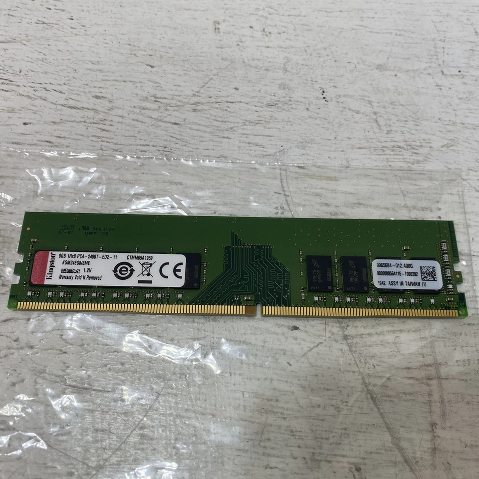 Kingston 8GB 1Rx8 PC4-2400T-ED2-11 DDR4 Server Memory Model KSM24ES8/8ME - Image 1 of 2