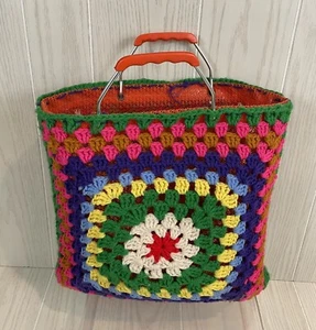 BOLSO DE MANO DE GANCHILLO MCM VINTAGE BOLSO DE ABUELA NÚCLEO DE ABUELA COLORES ARCO IRIS BOLSO DE TEJER - Imagen 1 de 11