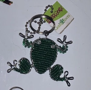 Frog Toad Amphibian Seed Bead Novelty Keychain Key Ring FOB New NWT Green - Picture 1 of 1