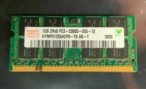 Dell Hynix HYMP512S64CP8-Y5 1GB 2Rx8 PC2-5300S-555-12 SODIMM Laptop Memory RAM - Picture 1 of 4