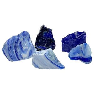 Cobalt Swirl Assortment Bundle Art Glass Cullet Slag Glass #4A29 - Picture 1 of 7