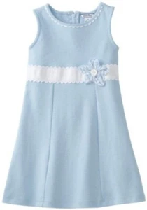 Hartstrings Dress Girls 12 Light Blue Sleeveless Knit Aline Trimmed Lace Classic - Picture 1 of 9