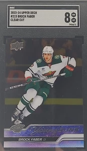 Brock Faber 2023-24 Upper Deck #215  Young Guns Clear Cut RC  - SGC 8 - Picture 1 of 10