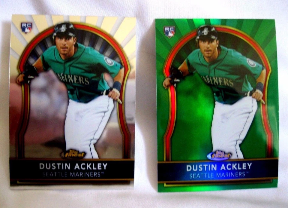 Dustin Ackley RC 2011 Topps Finest RC+ Rookie Green Refractors #101/199-Yankees  - Image 1 of 4