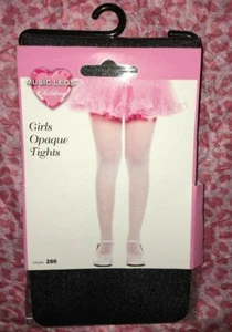 NEW Girls XL 12-15 57-63 ibs. MUSIC LEGS Black Opaque Tights Footed NIP - Picture 1 of 2