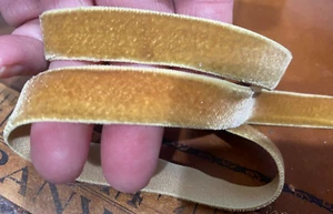 vintage velvet stretch 5/8" elastic ribbon golden 1yd made in Switzerland - Picture 1 of 3