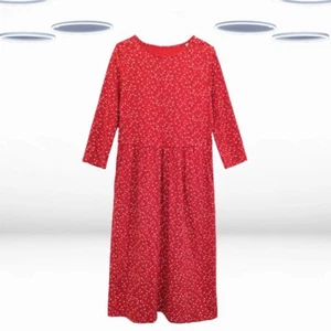 Ex Seasalt Women's 3/4 Sleeve Jersey Midi Dress in Red Dot - Picture 1 of 5