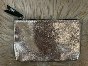 Ipsy silberne Kosmetiktasche dunkler grün Reißverschluss Ziehen & Futter 5 x 8" silberne Hardware - Bild 1 von 7