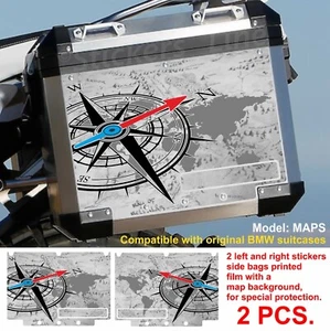 Adesivi valigie BMW R1200 R1250 Adventure bussola rosa dei venti sfondo mappa - Foto 1 di 1