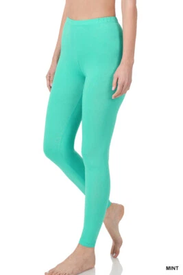 Womens ZENANA Full Ankle Length Leggings Basic Cotton Stretch Pants Yoga S-3X - Image 1 of 2