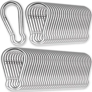 New-200PCS 2.36'' Spring Snap Hook Carabiner, M6 1/4Inch Galvanized Silver Steel - Picture 1 of 7