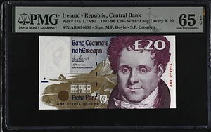 IRELAND, 20 POUNDS,PMG 65EPQ, 1993,PICK 77a - Picture 1 of 2
