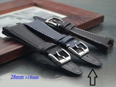 Correa de banda de estructura metálica de 28 mm textil de cuero genuino (SE ADAPTA) IWC Ingenieur Foto 1 de 4