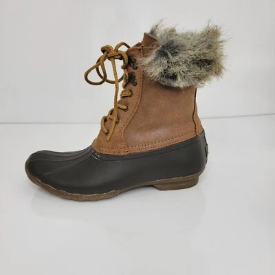 Botas Sperry para mujer talla 7,5 marrón Top-Sider Water Duck STS93846 ribete de piel Foto 1 de 4