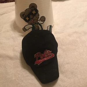 Polo Ralph Lauren Football Varsity Patch Basketball Cap Wool Hat Black - Picture 1 of 4