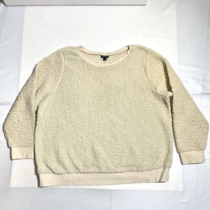 Torrid 3X Sweatshirt Sherpa  Shearling Teddy Top Ivory Plus Size Pullover Crew - Picture 1 of 6