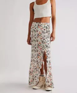 Free People Blumenmuster Maxirock Damenrand Elfenbein Größe UK 4 US 0 - Bild 1 von 4