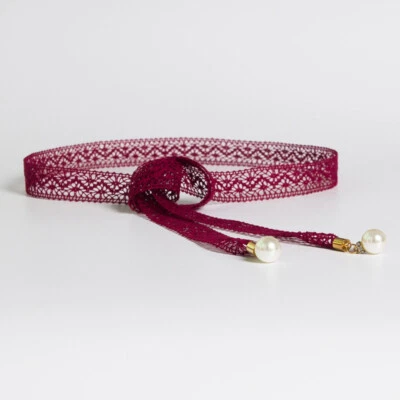 Mujeres Encaje Ajustado Anudado Cuentas Cadena Hueco Cinturón Vestido Jeans Corsé Cintura Foto 1 de 4