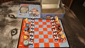 Peanuts Chess Set USAopoly Blue Tin MISSING PAWN & ROOKS - Picture 1 of 4