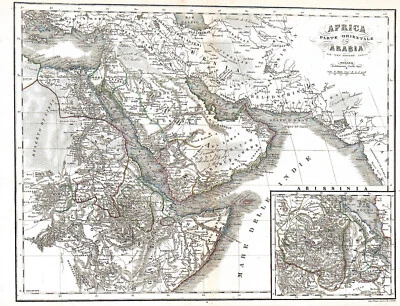 ARABIA SAUDITA QATAR YEMEN OMAN "África parte oriental ed Arabia" Civelli 1860 Foto 1 de 4
