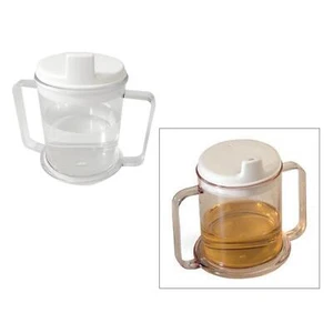 Clear Mug 2 Handled Sippy Cup Drinking Cup for Kids Adult Elderly - Picture 1 of 12