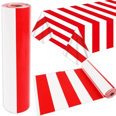 100Ft Long Tablecloth Roll Red and White Striped Tablecloth Carnival Circus T... - Image 1 of 4