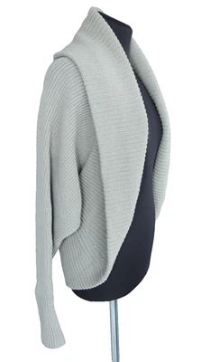 Cárdigan Suéter Gris Visón Colección Donna Karan Italiano Cachemira Tejido Acanalado S Foto 1 de 4