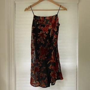 Abito donna Princess Polly taglia 4 Ava mini arancione nero velluto foderato spacco davanti - Foto 1 di 8