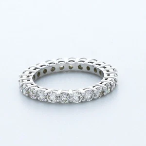 2 Carat F SI2 Round Brilliant Natural Certified Diamonds 14k Gold Eternity Ring - Picture 1 of 10