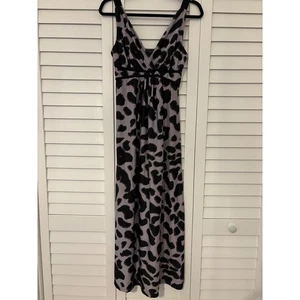 Metaphor Petite Maxi Dress Gray Black Leopard Print Sleeveless Casual Empire - Picture 1 of 5