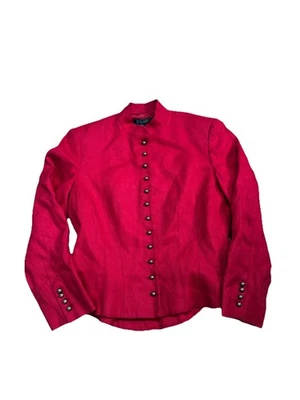 Jaqueta Polo Ralph Lauren Feminina Linho Vermelha Blazer Tamanho 4 - Imagem 1 de 4