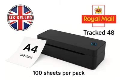 A4 Bluetooth Thermal Printer USB Portable Printer + 100 Sheets | Royal Mail 48 - Image 1 of 4