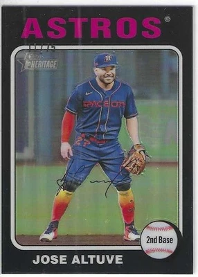 2025 Topps Heritage JOSE ALTUVE Houston Astros Black Refractor # 238 #'d 11/75 - Image 1 of 2
