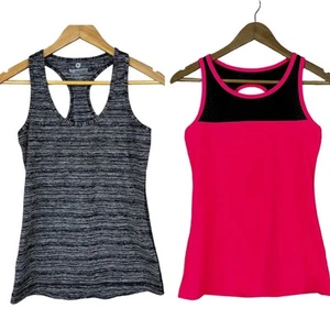 Two 90 Degree by Reflex Athletic Tank Tops WOMEN’S SMALL Pink Grey Activewear - Picture 1 of 8