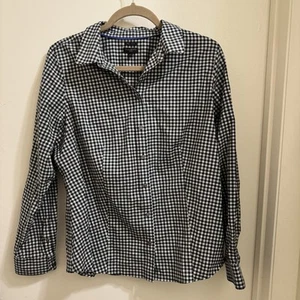 Talbots Petites Women’s Blouse Button Up Plaid Long Sleeve Wrinke Resistant 14P - Picture 1 of 3