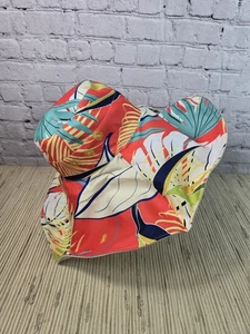 Multicolor Beach Summer Wide Swim Sun Hat Bright Floral Hawaii Palm Tropical NEW - Picture 1 of 13