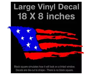 American Flag ROUGH STYLE! LARGE! Decal Sticker 18"x 8" - Picture 1 of 1