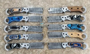 Lot of 10 pcs! Custom Hand Made Awesome Damascus steel Razor Folding knife (3054 - Picture 1 of 3
