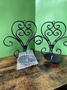Pair Of Wall Mount Candle Holder Black Wire Twisted New Never Used Not Boxed - Picture 1 of 4