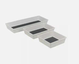 3 Pcs Non-slip Tray Set Multipurpose Drawer Organiser Food Drinks Snacks Serving - Picture 1 of 10