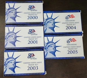 (5) US Mint Proof Sets - 2000-2001, 2003-2005 Lot - Picture 1 of 4