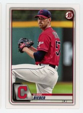 2020 Bowman #13 SHANE BIEBER Cleveland Indians Rare BASE BASEBALL CARD